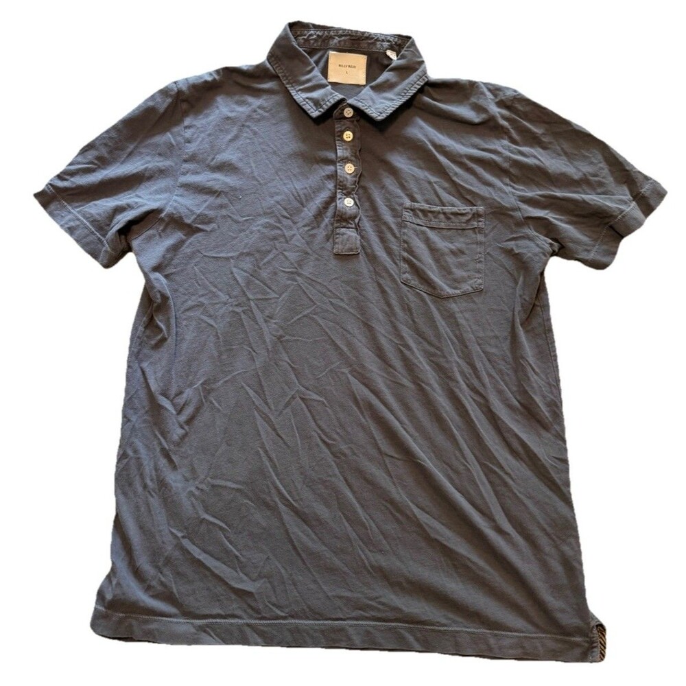 Billy Reid Men's Size L Grey Cotton Single pocket Short Sleeve Polo Shirt